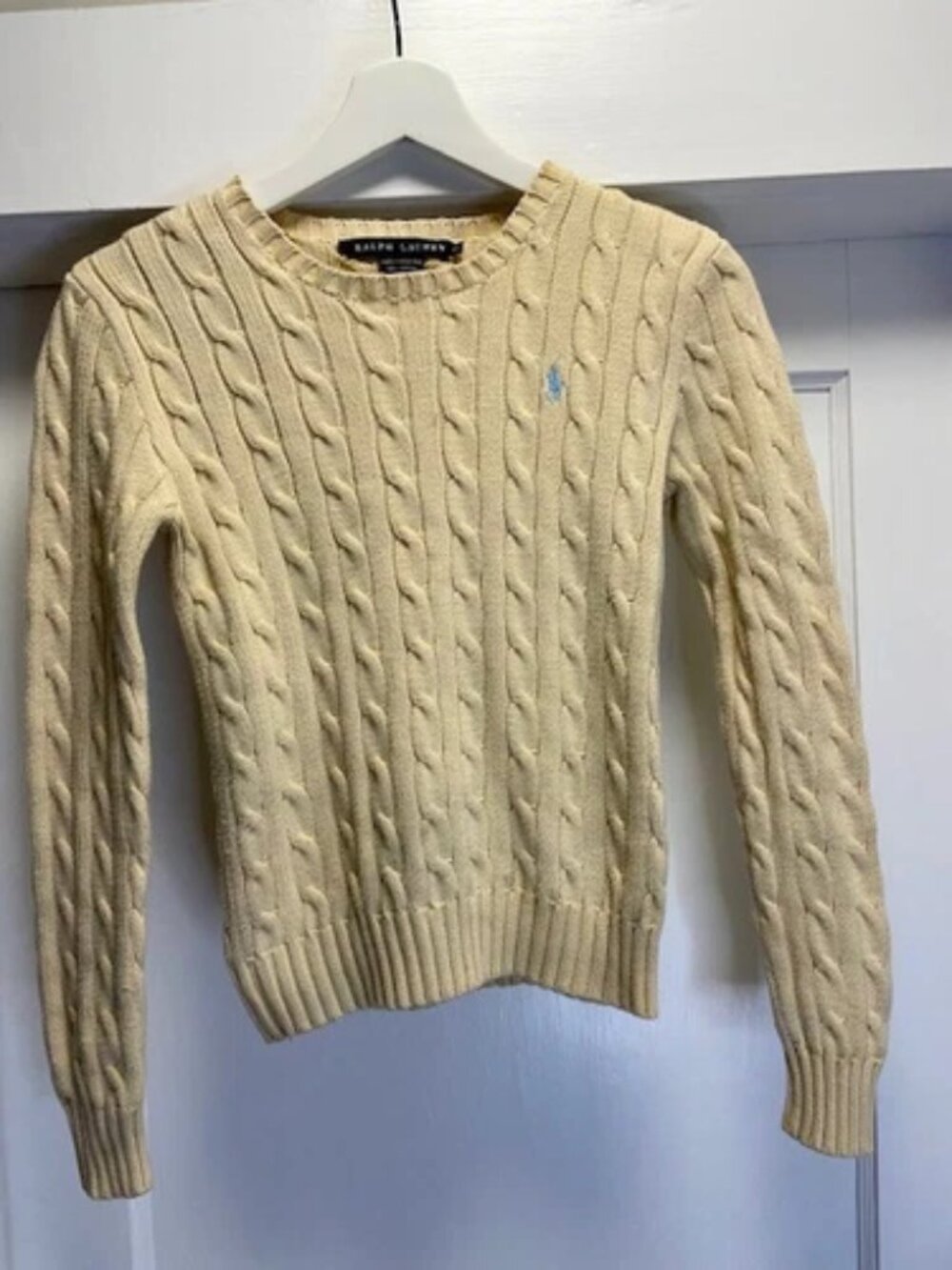Polo Ralph Lauren cable knit sweater yellow size xs